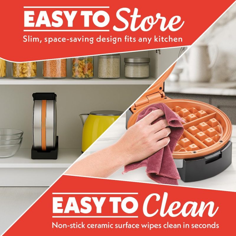 Gourmia Belgian Waffle Maker – Compact Design With Upright Storage - Image 5