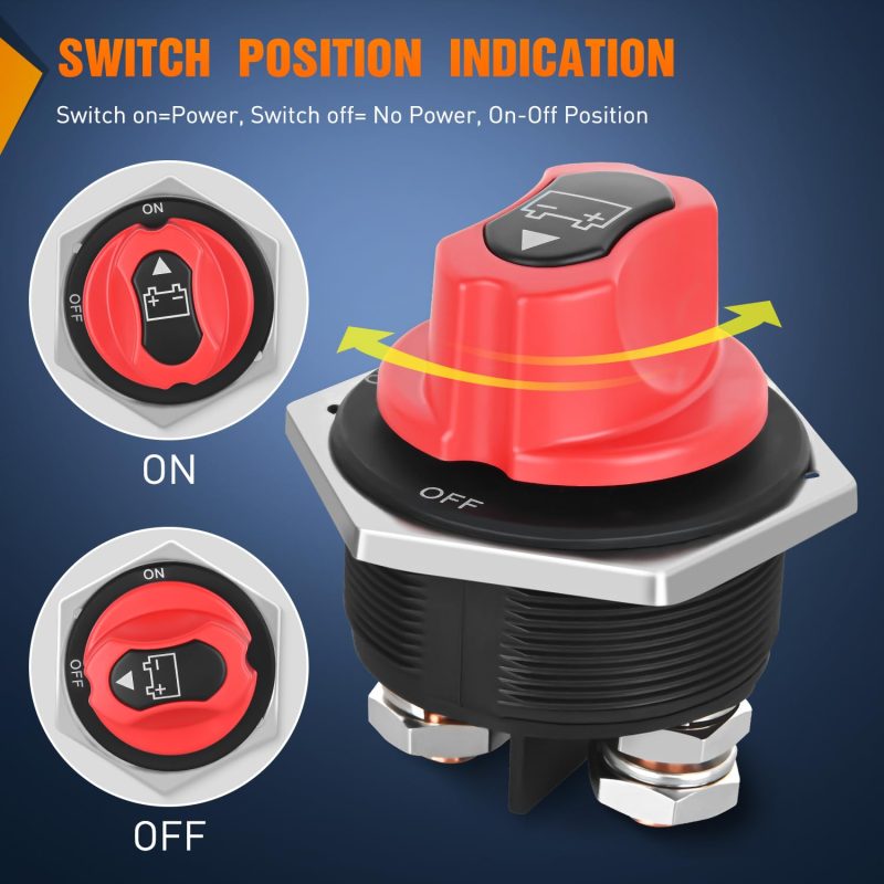 Nilight Battery Disconnect Switch 300A Master Disconnect Isolator 12V-48V On Off Power Cutoff Switch Waterproof Heavy Duty For Marine Boat Car Rv Atv Utv Yacht - Image 2
