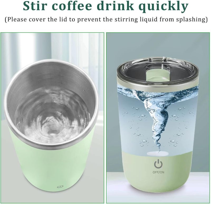 Stainless Steel Cup Electric Coffee Mixing Cups Milk Cup Full Body Stirring Mug Cup Travel - Image 5