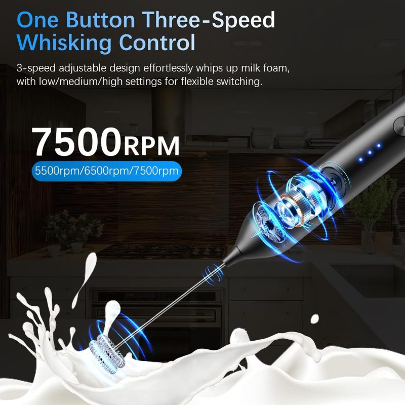 Rechargeable Milk Frother With Stand - Image 3