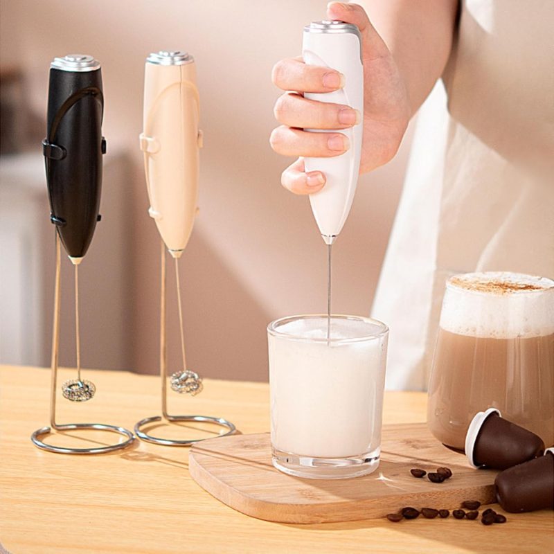 Milk Frother Wand Multifunctional Portable Handheld Electric Foam Maker For Home And Restaurant (Apricot) - Image 4
