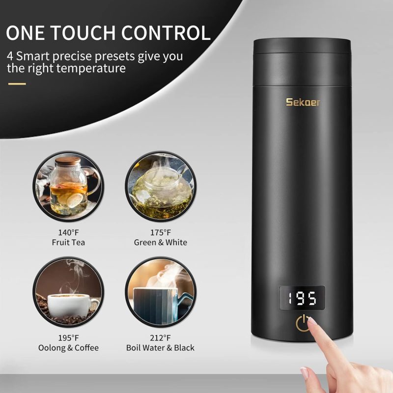 Sekaer Travel Electric Tea Kettle Portable Small Mini Coffee Kettle - Image 3