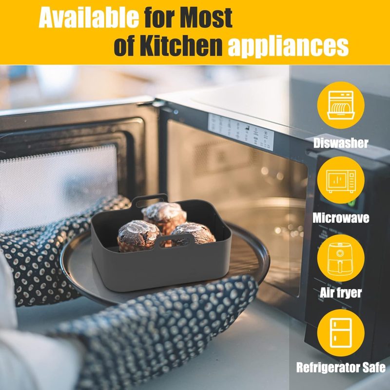 2Pcs Air Fryer Silicone Liners Rectangular For Ninja Foodi Dual Dz201 8Qt/Dz090 6Qt/Ninja Doublestack Sl201 8Qt - Image 6