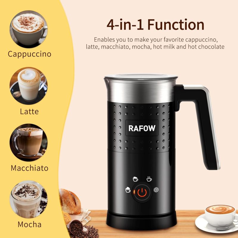 4 In 1 Electric Milk Frother: 10Oz/350 Ml Large Capacity Electric Milk Steamer For Hot And Cold Milk Froth - Automatic Milk Frother & Warmer For Latte - Image 2