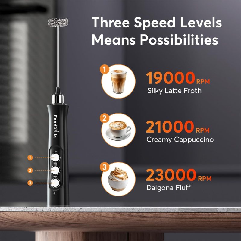 Mf02 Rechargeable Milk Frother Handheld Foam Maker With Stainless Whisk For Cappuccino - Image 5