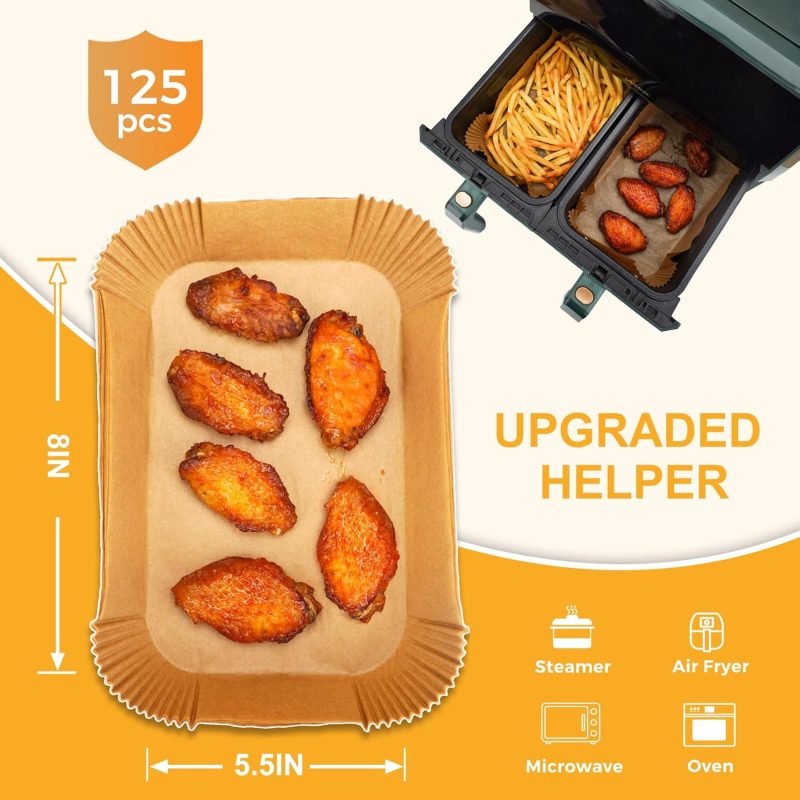 Vailnd Air Fryer Paper Liners Disposable: 125Pcs 8X5.5 - Image 2
