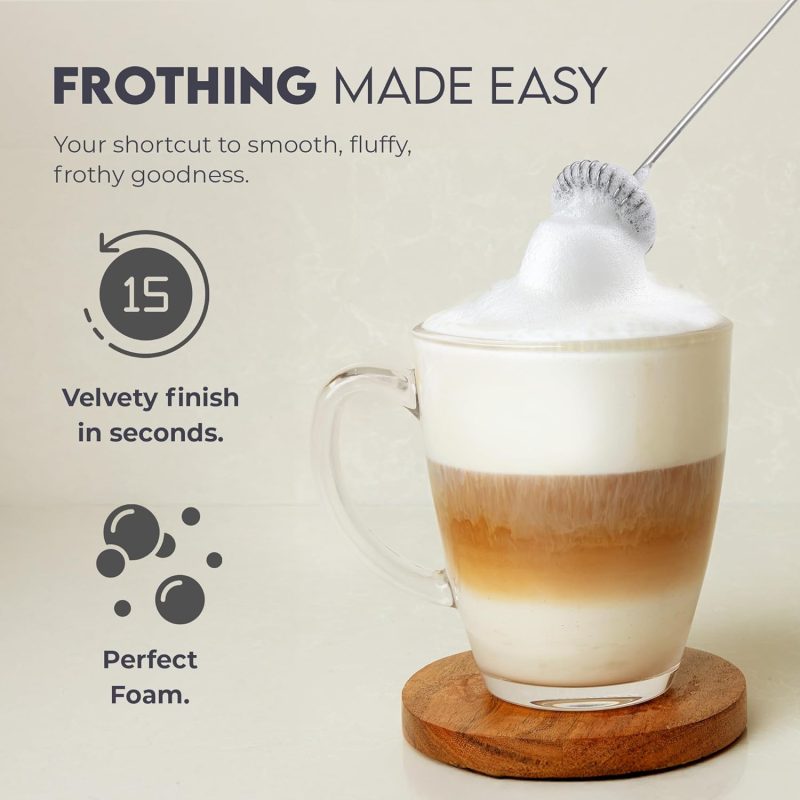Zulay Kitchen Milk Frother Handheld With 2 Duracell Aa Batteries – Electric Drink Mixer For Coffee - Image 2