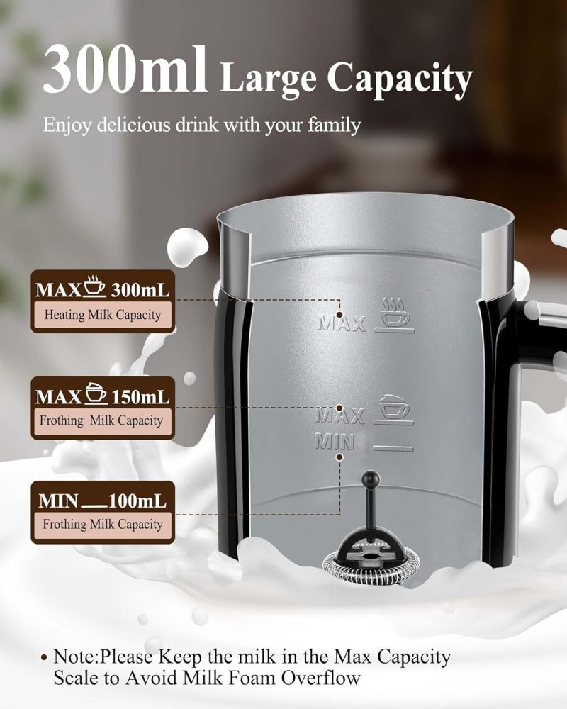 5-In-1 Milk Frother And Steamer - Upgraded Automatic Milk Steamer 11.8Oz Hot & Cold Foam Maker And Milk Warmer With Led Display Touch Screen & Two Whisks For Latte - Image 6