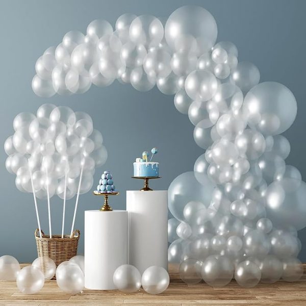 Rubfac 129Pcs Clear Balloons Different Sizes 18 12 10 5 Inches for Garland Arch, Transparent Balloon for Birthday Baby Shower Wedding Party Decoration