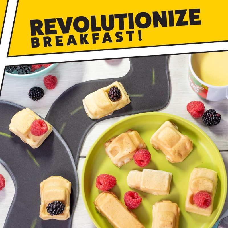 Car Mini Waffle Maker- Xmas Gift For Him- Make 7 Different Race Cars Trucks & Automobile Vehicle Shaped Pancakes For Kids Adults- Electric Waffler Iron W Recipe Guide - Image 5