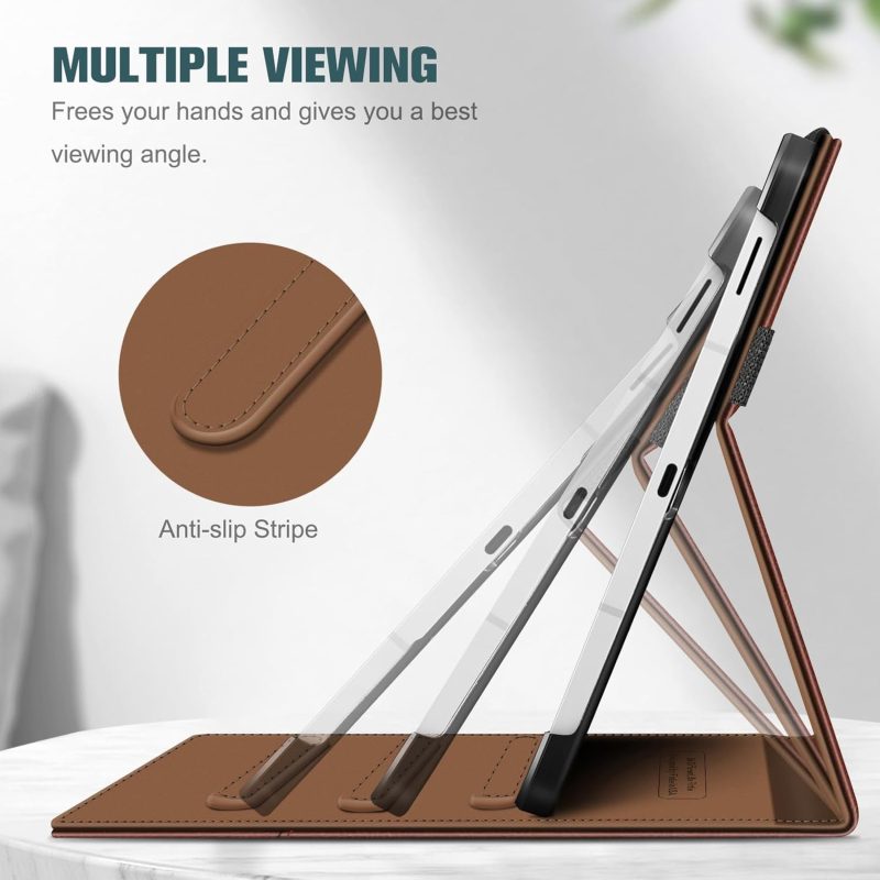 S10 Fintie Case for Samsung Galaxy Tab S10 Lite/ S10 FE/ S9 FE 5G 10.9 Inch/Tab S9 11 Inch with S Pen Holder Multi-Angle Viewing Protective Cover with Pocket Auto Sleep/Wake Brown - Image 3