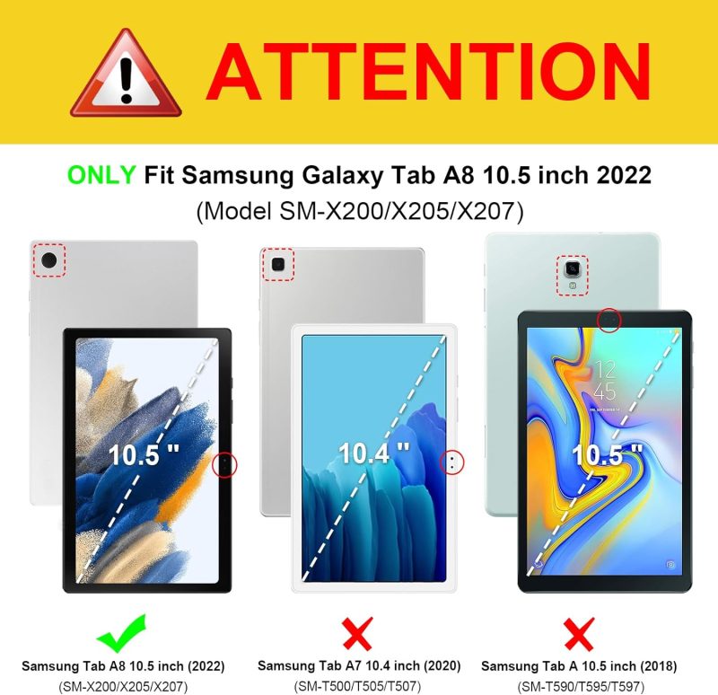 2022 Fintie Hybrid Slim Case for Samsung Galaxy Tab A8 10.5 Inch 2022 Model (SM-X200/X205/X207) Shockproof Cover with Clear Transparent Back Shell Auto Wake/Sleep Rose Gold - Image 2
