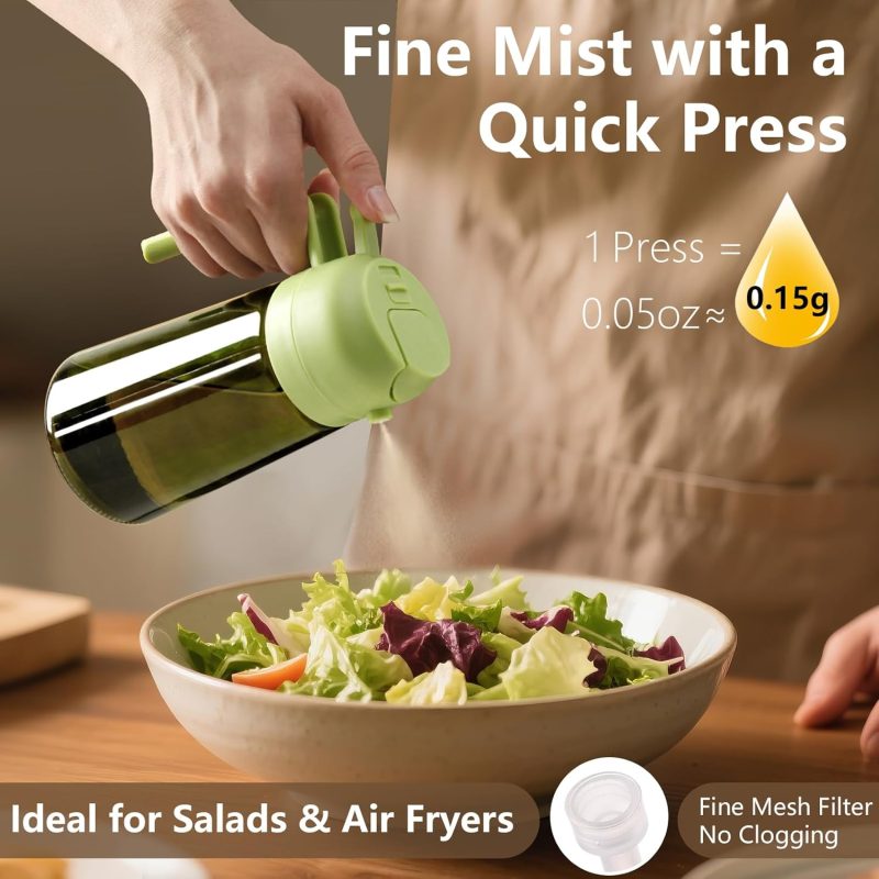2Pcs Olive Oil Dispenser And Oil Sprayer – 16Oz/470Ml Glass Light-Proof Oil Pourer For Kitchen - Image 3