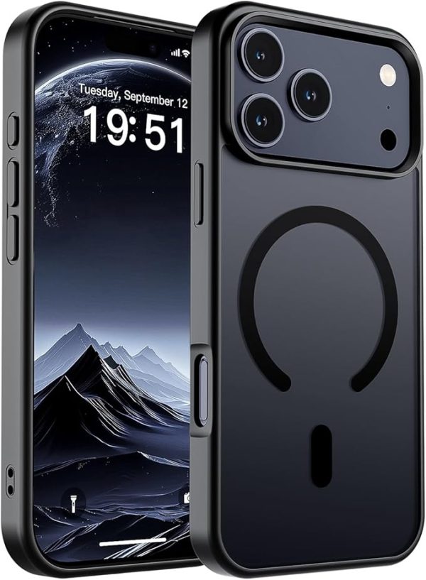SUPFINE Magnetic for iPhone 17 Pro Max Case (Compatible with MagSafe)(Military Grade Drop Protection) Translucent Matte Shockproof with Anti-Fingerprint Phone Cover 2025,Black