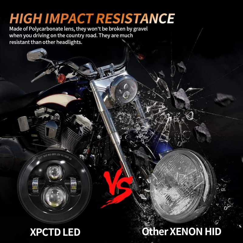 7 Inch Round Led Headlight Bulb Kit With 4.5 Inch Passing Lamps Fog Lights Mounting Ring For Street Glide Ultra Classic Road King Electra Glide Heritage Softail Slim Deluxe Fatboy Tri Cvo (Black) - Image 6