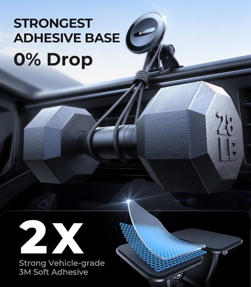 Vicseed 2025 Upgrade For Magsafe Car Mount [Strongest Dashboard Adhesive & 25N Magnetic] Cell Phone Holders For Your Car - Image 3