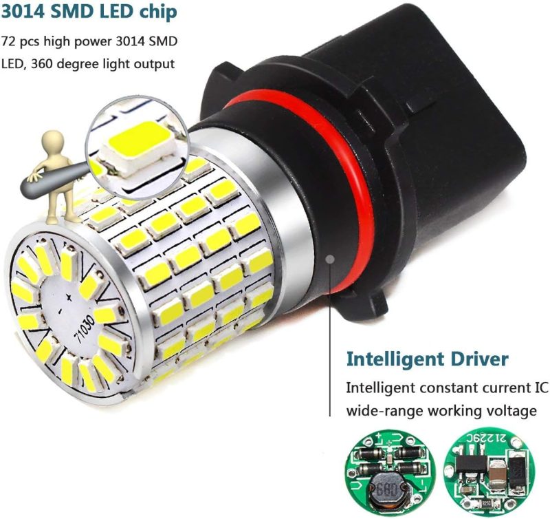 Phinlion Super Bright 3014 72-Smd P13W 12277 Sh23W 6000K Xenon White Led Drl Driving Light Bulbs For 2010 2011 Camaro Daytime Running Lights - Image 2