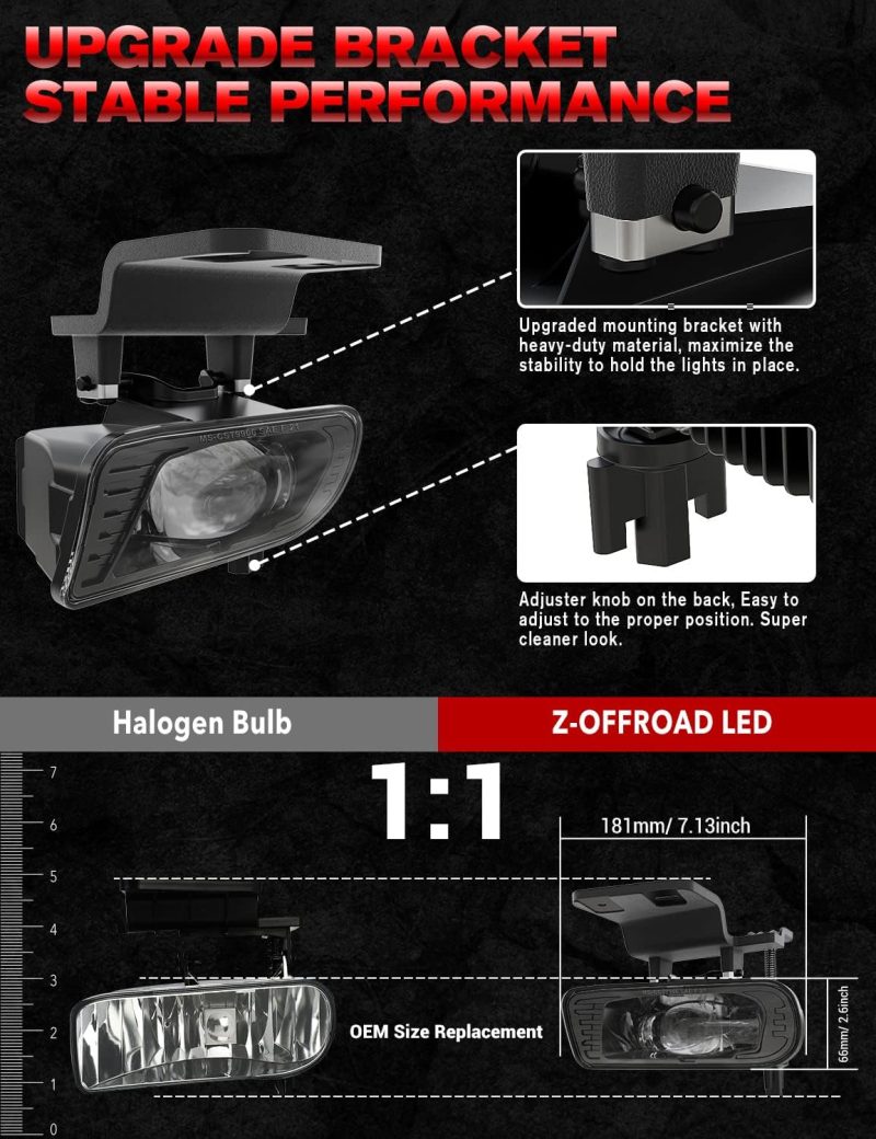 Z-Offroad New Version 60W Projector Led Fog Lights Lamps Compatible With Chevy Silverado 1999-2002 - Image 4