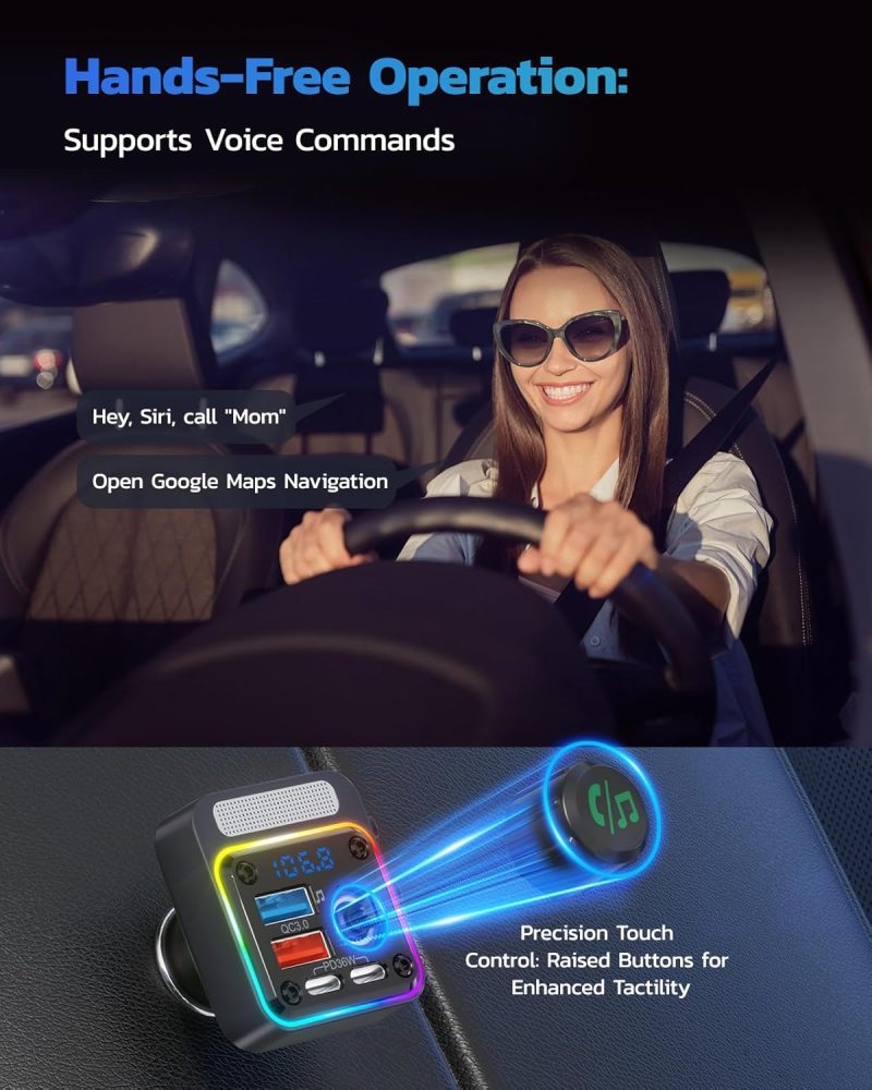 Nulaxy 54W Bluetooth 5.3 Car Adapter Charger 4-Port Fast Charging [Pd36W & Qc3.0 18W] - Image 5