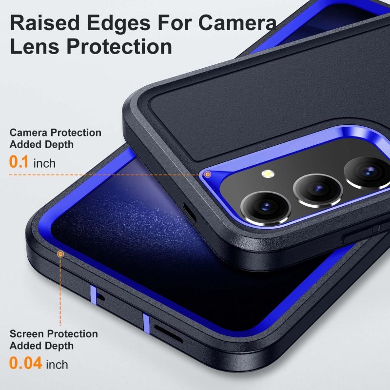 Designed for Samsung Galaxy S25 Case 3 In 1 Military Grade Protective Case Cover Silicone Heavy Duty Rugged Shockproof for Galaxy S25 Phone Case (Navy+Blue) - Image 4