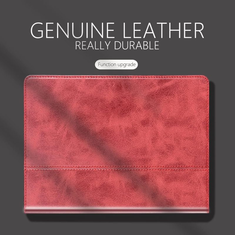 2023 for Samsung Galaxy Tab A9 8.7 inch Case with S Pen Holder 2023 Model(SM-X110/X115/X117) Genuine Leather Cover Protective Shell.Red - Image 4