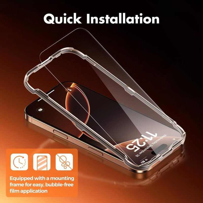 SCREEN UNBREAKcable 3-Pack Screen Protector for iPhone 16 Pro Double Shatterproof Tempered Glass... - Image 2