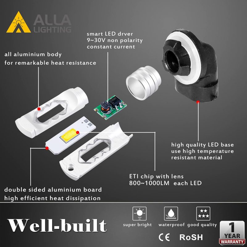 Alla Lighting 3800Lm 889 881 Led Fog Light Bulbs - Image 4
