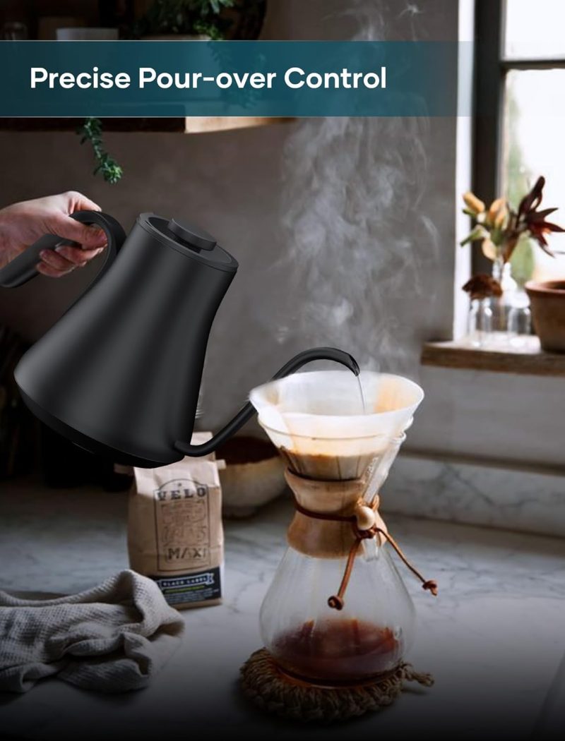 Gooseneck Electric Kettle With ±1℉ Temperature Control For Pour Over Coffee & Tea - Image 2