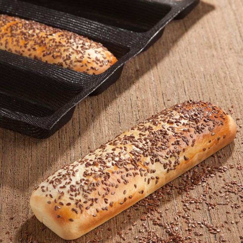 Silicone Perforated Baking Forms Sandwich Mold French Baguette Bread Pan Food Mat 5 Loaf Non-Stick Baking Liners - Image 5
