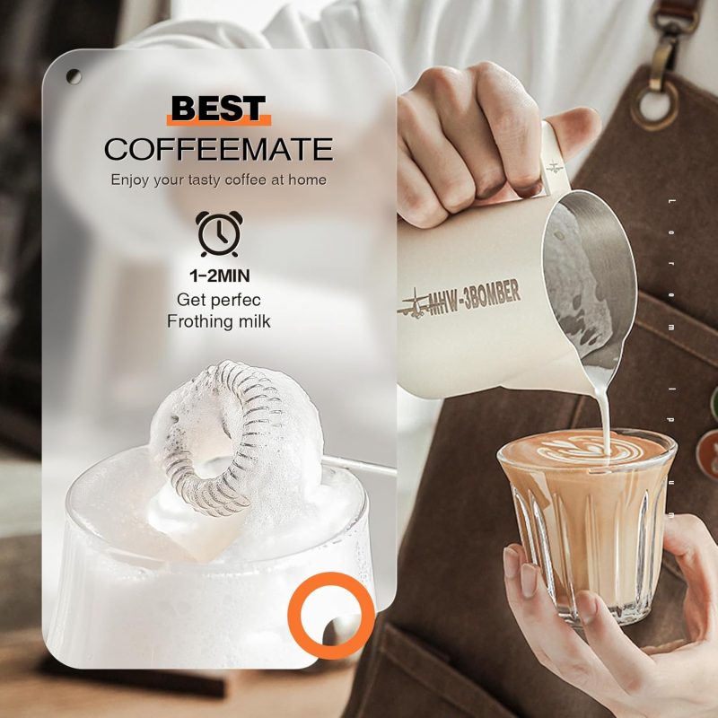 Milk Frother Rechargeable Handheld Electric Whisk Coffee Frother Mixer With 2 Stainless Whisks 3 Speed Adjustable Foam Maker Blender For Coffee Matcha Latte Cappuccino Hot Chocolate（Black） - Image 5