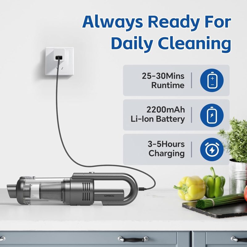 Handheld Car Vacuum Cleaner Cordless: 9500Pa Powerful Suction Portable Lightweight Hand Held Vacuum - Large Capacity Battery Last Long Wireless Mini Vacuum With Led Light For Home Office Cleaning - Image 6