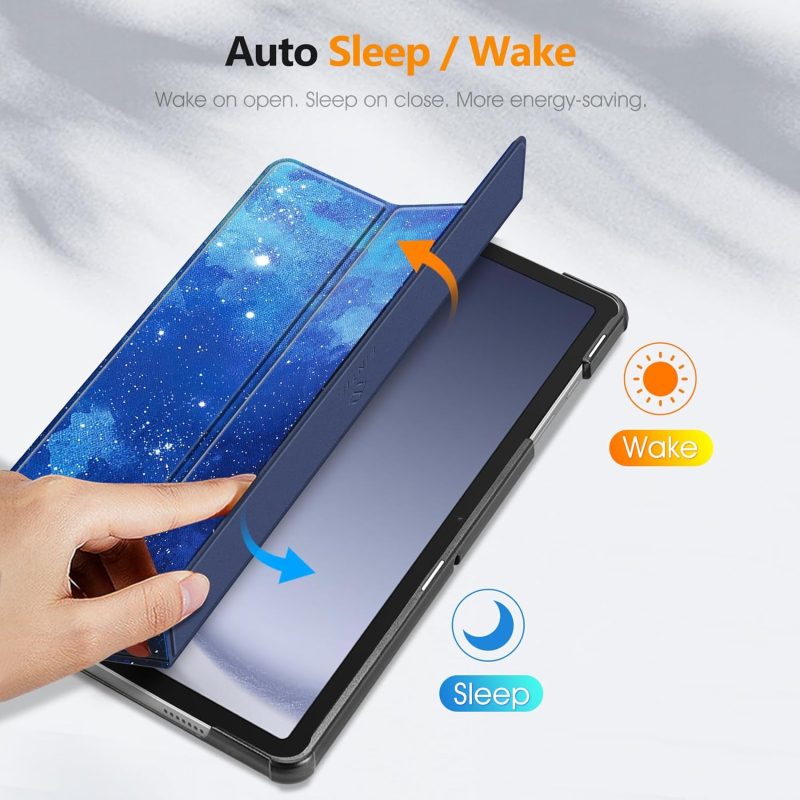 2023 Fintie Slim Case for Samsung Galaxy Tab A9 Plus/A9+ 5G 11 Inch 2023 Model (SM-X210/X216/X218) Ultra Thin Lightweight Hard Back Shell Tri-Fold Stand Cover with Auto Wake/Sleep Starry Sky - Image 5
