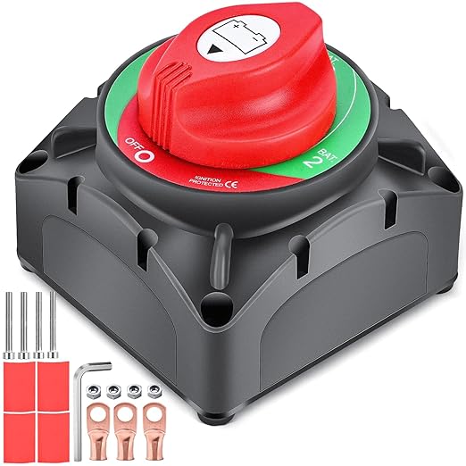 Nilight Battery Switch 1-2-Both-Off 12V 24V 48V 600A High Current Heavy Duty Battery Power Cut Master Switch Disconnect Isolator For Truck Vehicle Trailer Rv Marine Boat Yacht