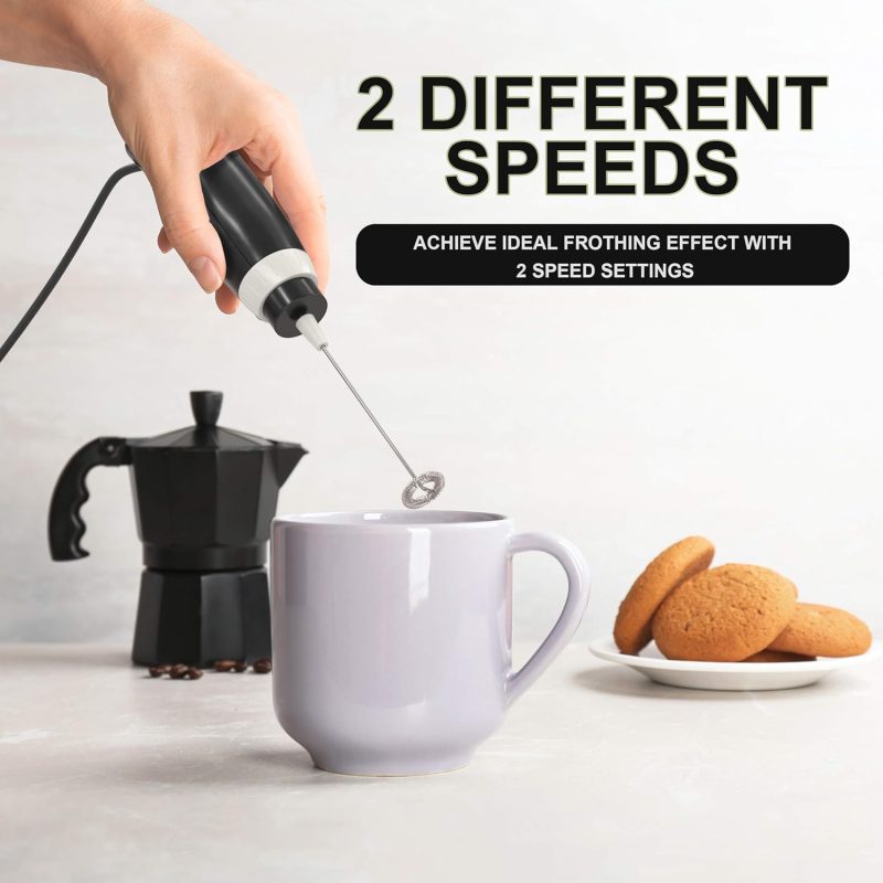 K-Brands Corded Electric Milk Frother With Plug In - Handheld Electric Whisk Stirrer Whipper - Foam Maker For Coffee - Image 2