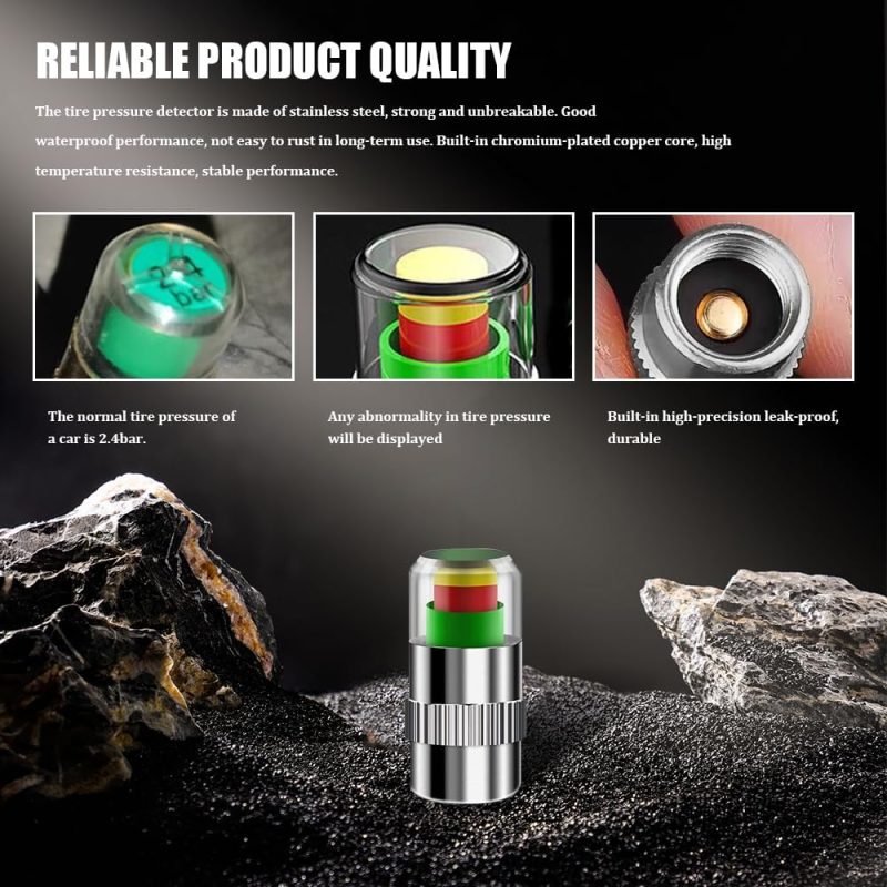 4Pcs Tire Pressure Monitor Valve Stem Caps - Image 3