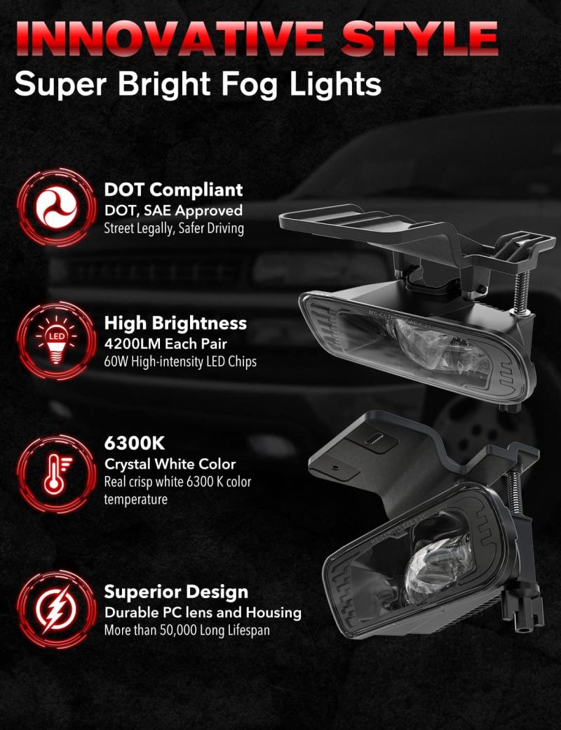 Z-Offroad New Version 60W Projector Led Fog Lights Lamps Compatible With Chevy Silverado 1999-2002 - Image 2