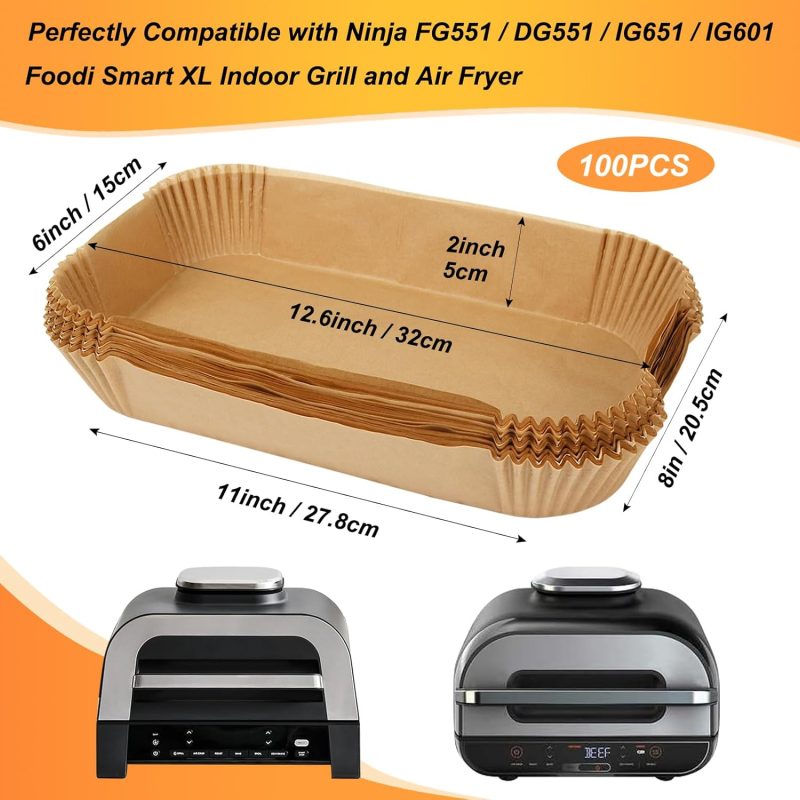 Bykitchen Air Fryer Liners For Ninja Fg551/Dg551/Ig651 Foodi Smart Xl Indoor Grill - Image 2