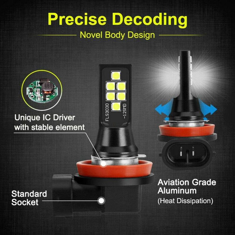 Socal-Led Lighting 2X H11 H8 Led Fog Light Bulb For Powersports Advanced 3030 Smd Bright Colorful Daytime Running Drl Lamp - Image 6