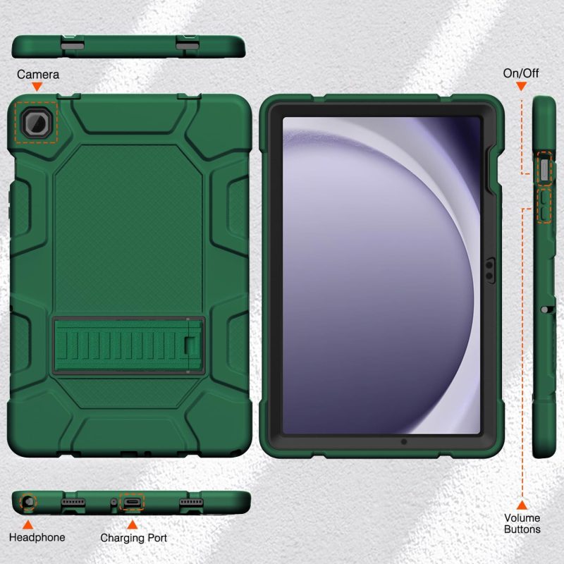 2024 Case for Samsung Galaxy Tab A9+/A9 Plus 11” 2024 Model (SM-X210/X216/X218) Heavy Duty Shockproof Rugged High Impact Protective Case Alpine Green - Image 6
