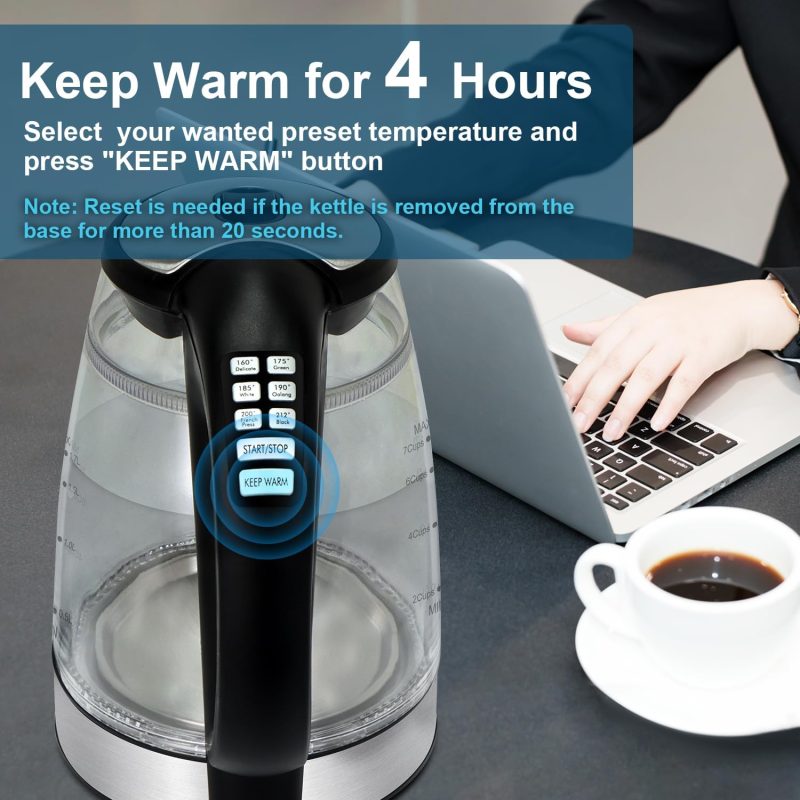 1500W Electric Kettle With Temperature Control - 6-Temp Presets For Tea/Coffee - Image 4