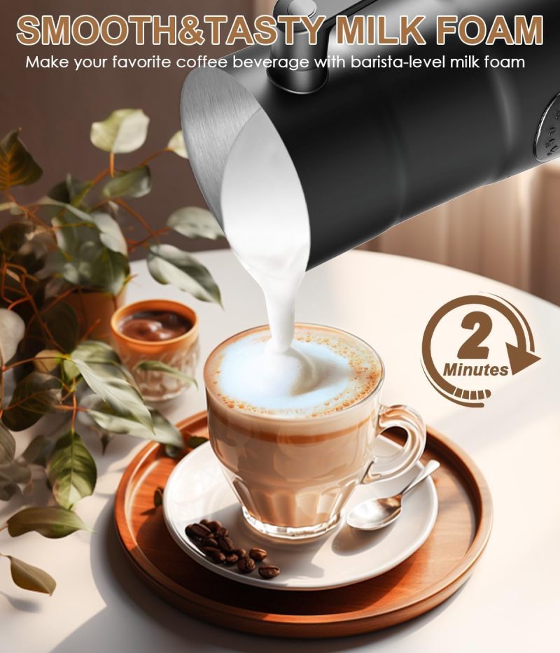 4 In 1 Milk Frother Electric And Steamer 11.8 Oz/350Ml Hot/Cold Foam Maker Intelligent Temperature Control Electric Milk Warmer For Latte/Coffee/Hot Chocolate/Cappuccino - Image 6