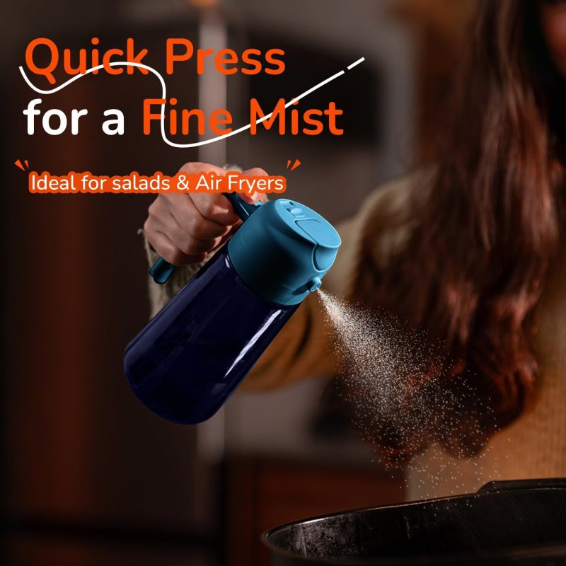 Trendplain 16Oz/470Ml Blue Glass Olive Oil Sprayer For Cooking - 2 In 1 Olive Oil Dispenser For Kitchen Gadgets - Image 3
