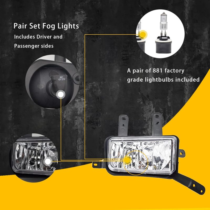Fog Lights Fit For 2015-2020 Chevy Suburban/Tahoe 2015-2020 Gmc Yukon Xl Front Bumper Lamp - Image 3