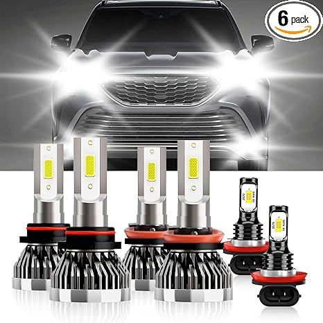 Compatible For Toyota Highlander (2014 2015 2017 2018 2019) Fog Light Bulbs Pulg And Play Ip68 Pack Of 6