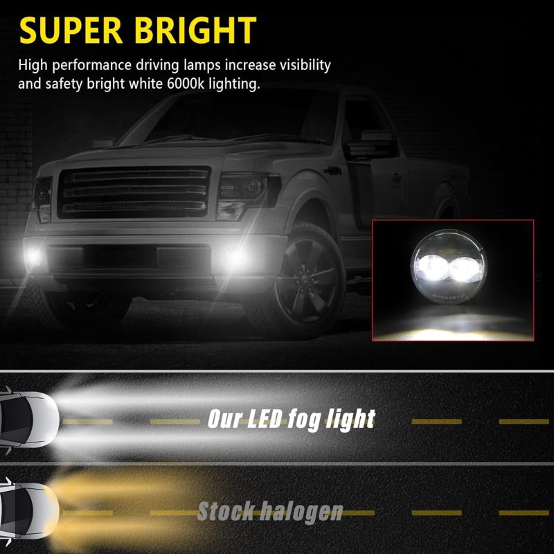 Led Fog Lights Bumper Driving Lamps Assembly Replacement For Ford F150 2006 2007 2008 2009 2010 2011 2012 2013 2014 F150 - Image 3