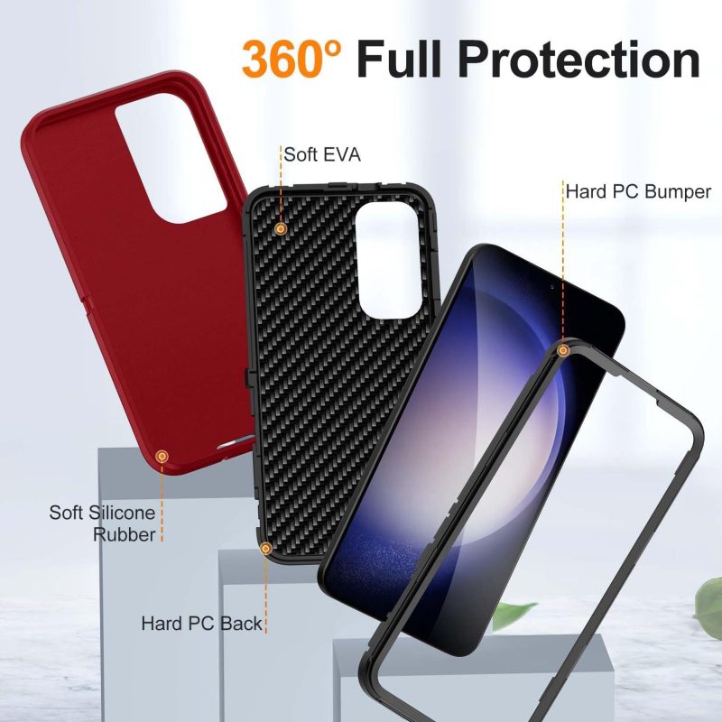 S25 Phone Case for Galaxy S25 - Red+Black - Image 6