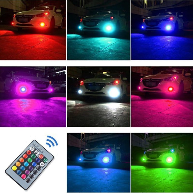 1797 H11 H8 H16(Jp) H9 Led Rgb Fog Lights Bulb Amber Yellow White Multicolor 16 Color Changing Switch Kit Strobe Lamp Bulbs For Car Trucks Remote Control 12V 5050Smd Replacement Pack Of 2 - Image 2