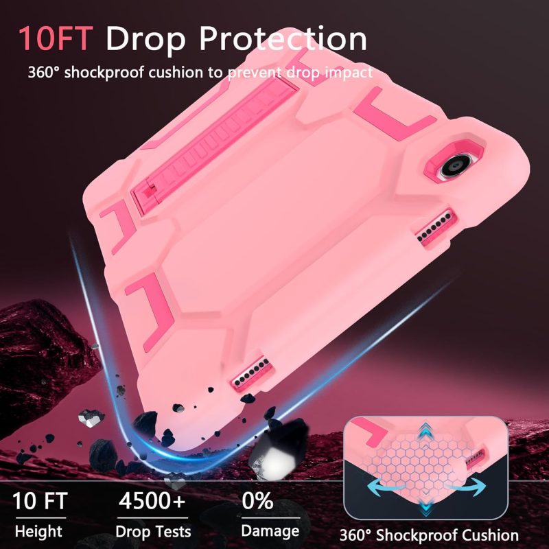 CCMAO Case for Samsung Galaxy Tab A9+ Case 11 Inch 2023 Model (SM-X210/X216/X218) Heavy Duty Shockproof Hybrid Three Layer Protective Cover for Kids Boys Girls Rose Gold+Rose - Image 5