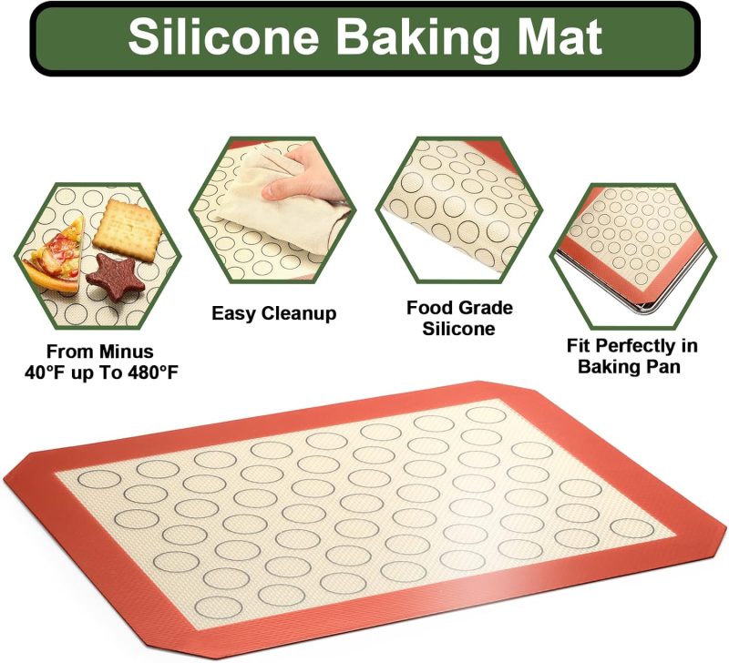 Ewfen Baking Set: Stainless Steel Sheet Pan With Cooling Rack & Silicone Mat Set - Image 5