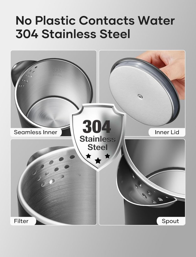 Sekaer Small Electric Tea Kettle Stainless Steel 0.8L Portable Travel Hot Water Boiler - Image 3